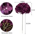thumbnail image 2 of Silk Hydrangea Artificial Flowers Heads with Stems for Wedding Home Decor Pack of 6 (Purple) A, 2 of 5
