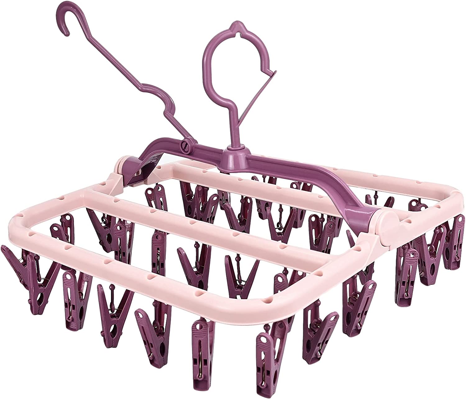 Sock Drying Racks, Folding Laundry Hanger with 32 Pegs Clothes Drying
