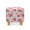 thumbnail image 2 of Jiueut Rose Strawberry Heart Print Footstool Slipcover, Washable Ottoman Sofa Decoration Stretch Square Furniture Protection for Footrest Sofa Valentine's Day Decor, 2 of 7