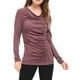 thumbnail image 1 of INSPIRAR CHIC Blusa de Cuello Cowl de Manga Larga con Botones Decorativos y Fruncido Frontal Ajuste Regular Pullover Talla 2XL Roja, 1 of 7
