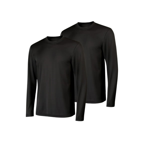 Hanes Sport Cool DRI Men's Performance Long Sleeve T-Shirt, Value 2-Pack Black S