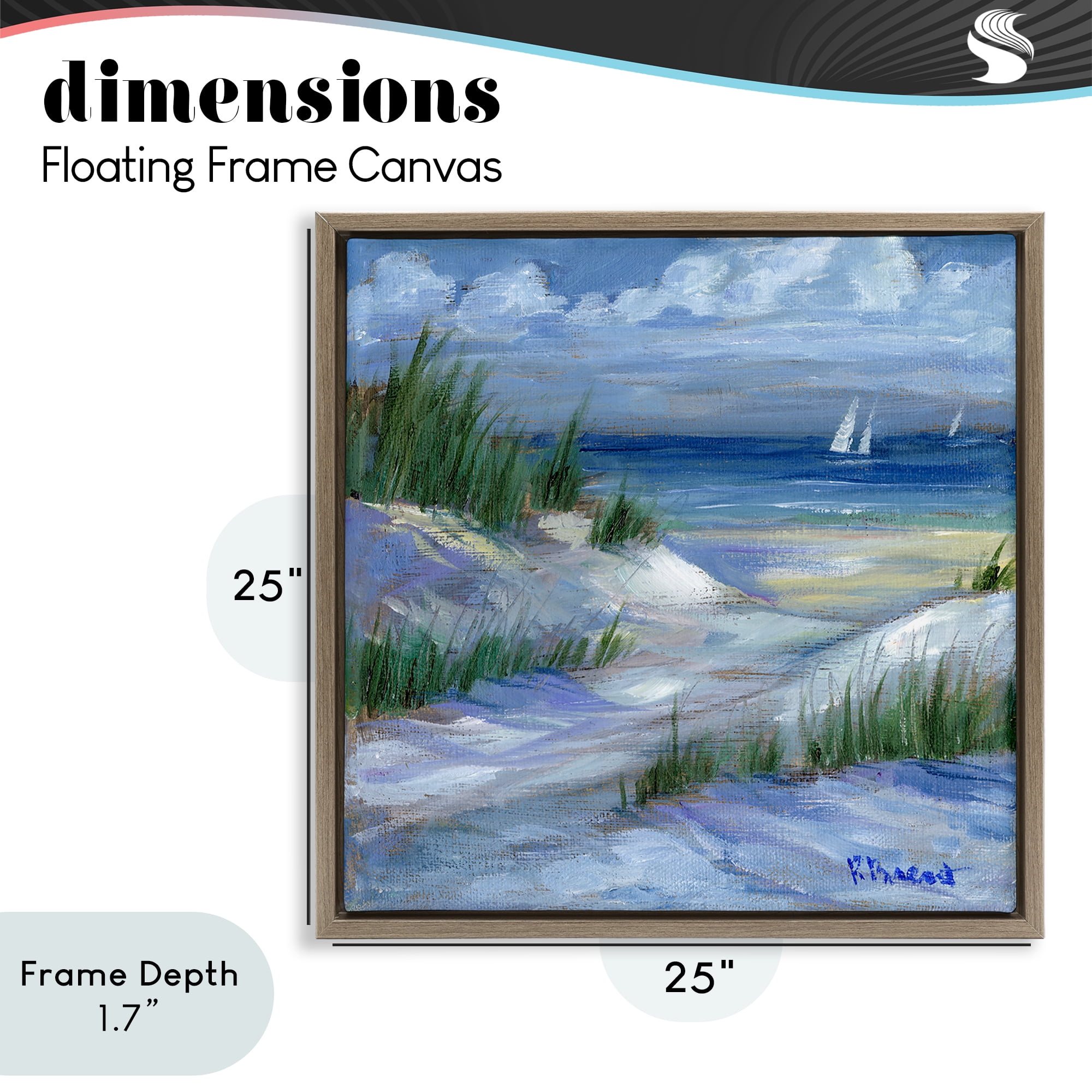 Stupell Industries Crooked Island Dunes & Sailboats Brown Framed Floater Canvas Wall Art, design by Paul Brent