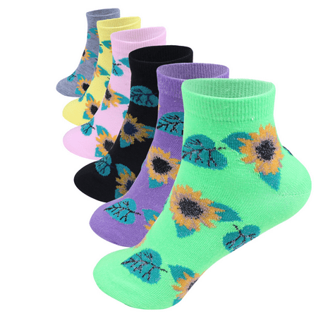 12 Pairs Assorted Women's Lightweight Cotton Socks Sunflower Casual Low Cut Ankle Size: 9-11