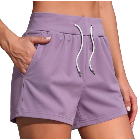 vdgthytj Women's Casual Shorts High Waist Drawstring Wide Leg Loose Fitted Solid Summer Workout Running Half Pants with Pockets