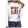 thumbnail image 3 of Christmas GiftsGATXVG Women's Merry Christmas Shirts Funny Leopard Plaid Tree Graphic Cute Long Sleeve Crewneck Tees Tops, 3 of 5