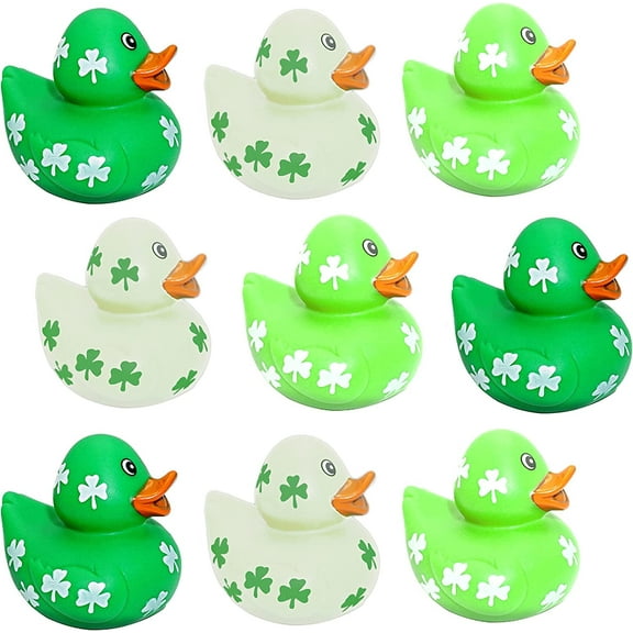 4E's Novelty 24 Shamrock Rubber Ducks - 2" St. Patrick's Day Party Favors for Kids