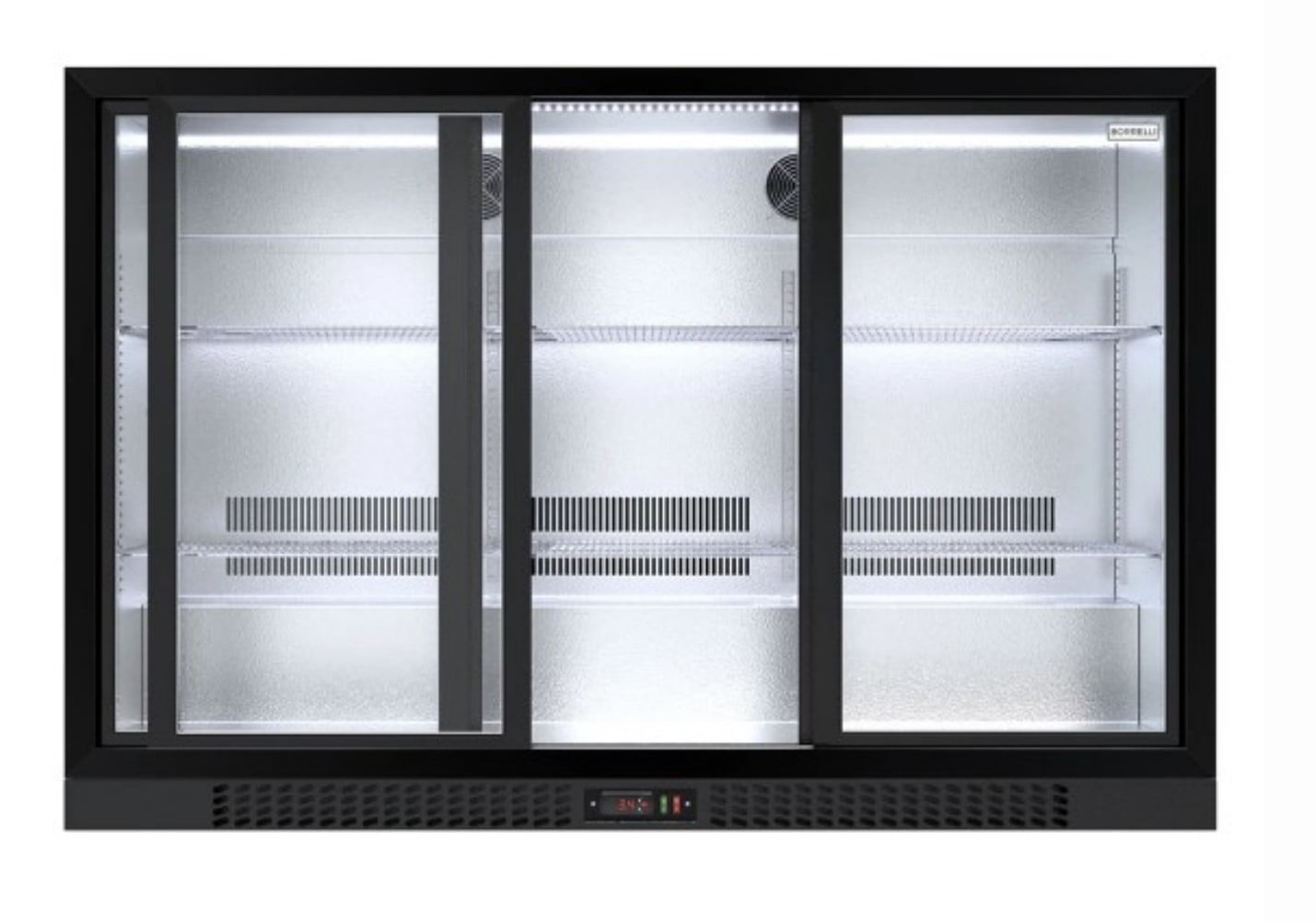 Cooler Deppot 53in Beverage Cooler, Commercial Counter Height Refrigerator, 11.3 Cu.Ft, 3 Glass Door, 441 Cans Capacity