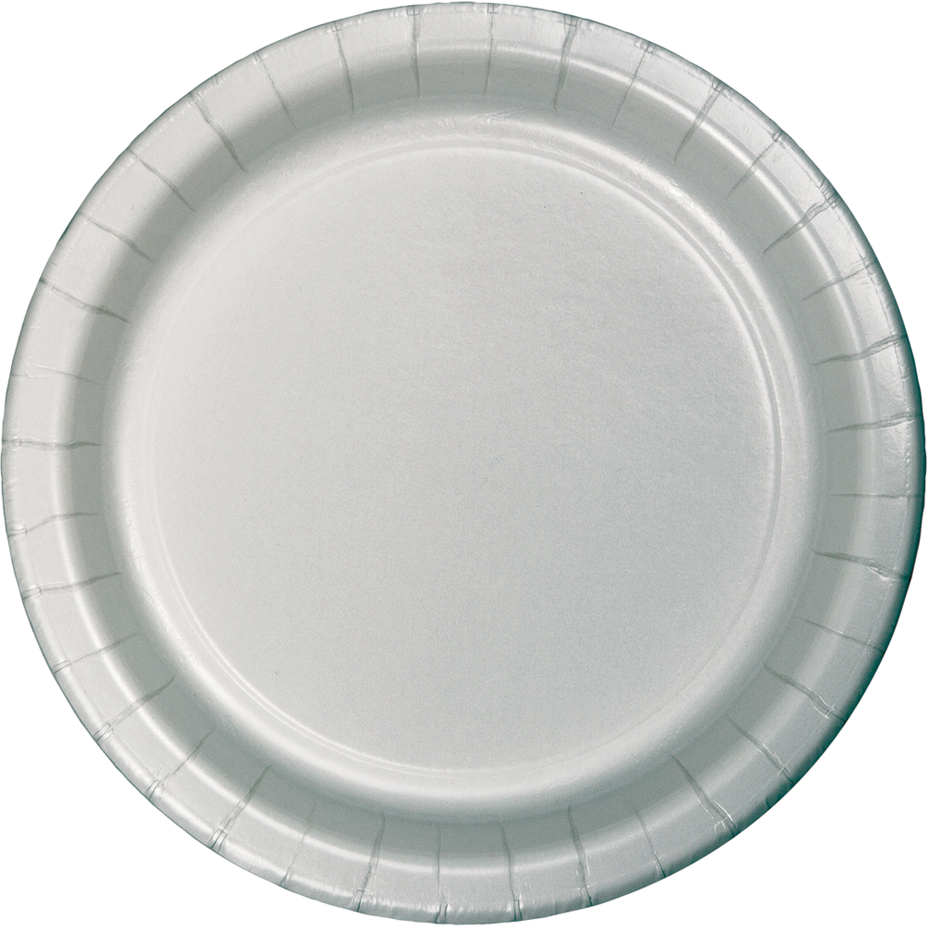 7 inch Roung Solid Paper Luncheon Plate Shimmering Silver,Pack of 24 EA