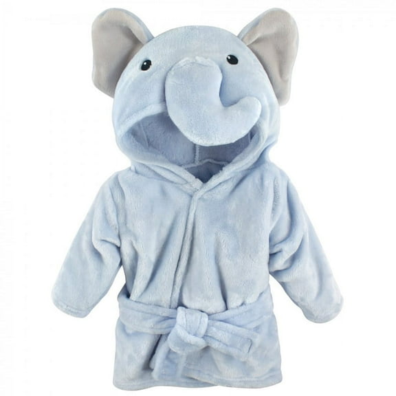 Hudson Baby Infant Boy Plush Pool and Beach Robe Cover-ups, Blue Elephant, 6-12 Months