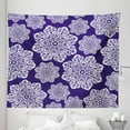 thumbnail image 1 of Blue White Tapestry, Floral Lace Graphic Print Snowflake Themed Pattern Ornate Circle Batik Texture, Fabric Wall Hanging Decor for Bedroom Living Room Dorm, 5 Sizes, Blue White, by Ambesonne, 1 of 1