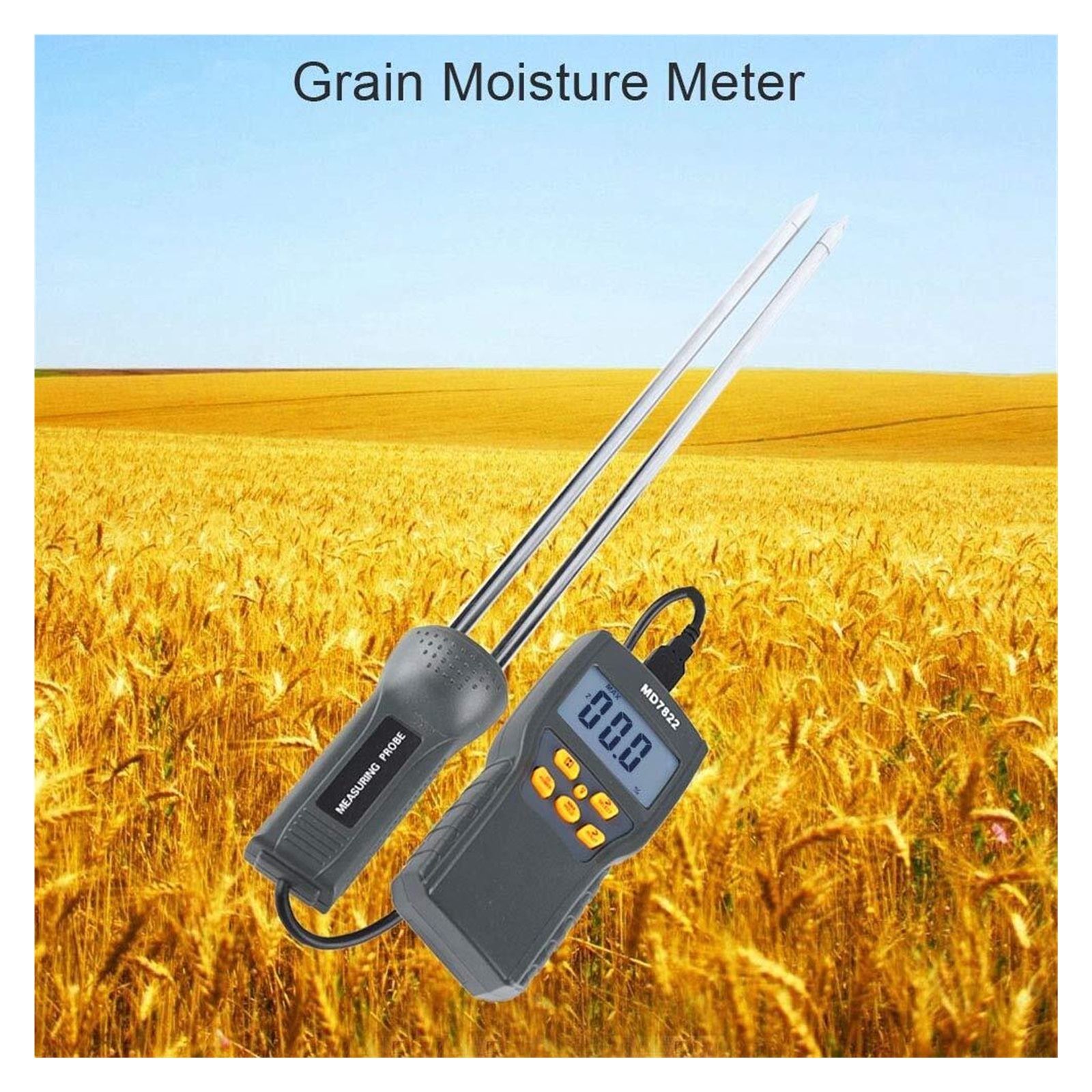 MD7822 Digital Grain Moisture Meter Analyzer Temperature Thermometer Humidity Hygrometer Water Damp Detector Tester ,Wide Applications