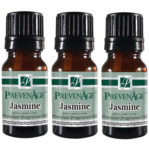 Jasmine Fragrance Oil Pack of 3 Aromatic Premium Grade Scented Perfume Oil 10 mL / .33 Oz by Prevenage - Set of 3