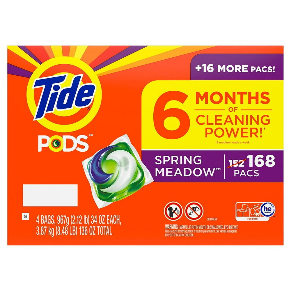 Tide PODS Liquid Laundry Detergent Pacs, Spring Meadow (168 ct
