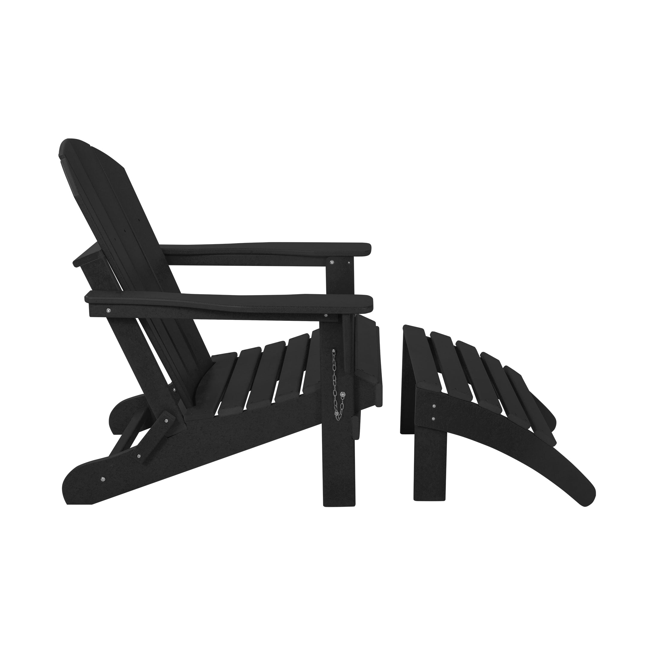 Westin Outdoor 2-Piece Set Plastic Adirondack Chair with Ottoman Footrest Included, Black