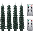 thumbnail image 1 of Fo32won Christmas Tree Shaped Flameless Candlesticks Battery Operated with Remote and Timer, Set of 4 Real Wax LED Taper Candles with 3D Flickering Wick for Christmas Decoration Gift, 1 of 8