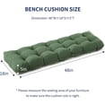thumbnail image 2 of Outdoor Bench Cushion, 48x18x5 Inch, Waterproof Bench Cushion for Outdoor/Indoor Furniture, Tufted Patio Bench Seat Cushion, Fade Resistant Outdoor Cushions for Porch Swing Couch, Dark Green, 2 of 14