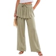 thumbnail image 6 of Noric Women Straight Leg Peplum Pants with Pockets High Waisted Drawstring Casual Summer Flowy Palazzo Pants Loose Fit, 6 of 7
