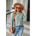 thumbnail image 2 of Anbech Vneck Women Solid Color Shirt Buttons Long Sleeve Blouse Casual Fashion Tops, 2 of 9