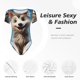 thumbnail image 4 of Balery Blue Sky Cute Wolf Body de cuello redondo de manga corta para mujer Tops de manga corta Tops básicos-Medium, 4 of 7