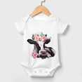 thumbnail image 2 of Watercolor Cow Floral Baby Bodysuit Girl Boy Farm Animals Cows Leaves Short Sleeve Baby Romper Outfit T-Shirt Cotton, 2 of 7