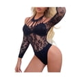 thumbnail image 2 of Women Lingerie Underwear Leopard Lace Mesh Bodysuits Women Exotic Set Long Sleeves Bodysuit, 2 of 7