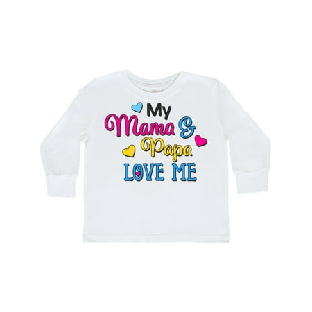 

Inktastic My Mama and Papa Love me with Hearts Gift Toddler Boy or Toddler Girl Long Sleeve T-Shirt