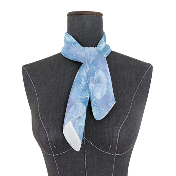 Square Scarf 24x24 Inch Blue Sea Shell Pattern Silky Satin Sun Protection Neck Scarf for Women Multi-Purpose Head Wrap Bandana for Hair Bag Decoration