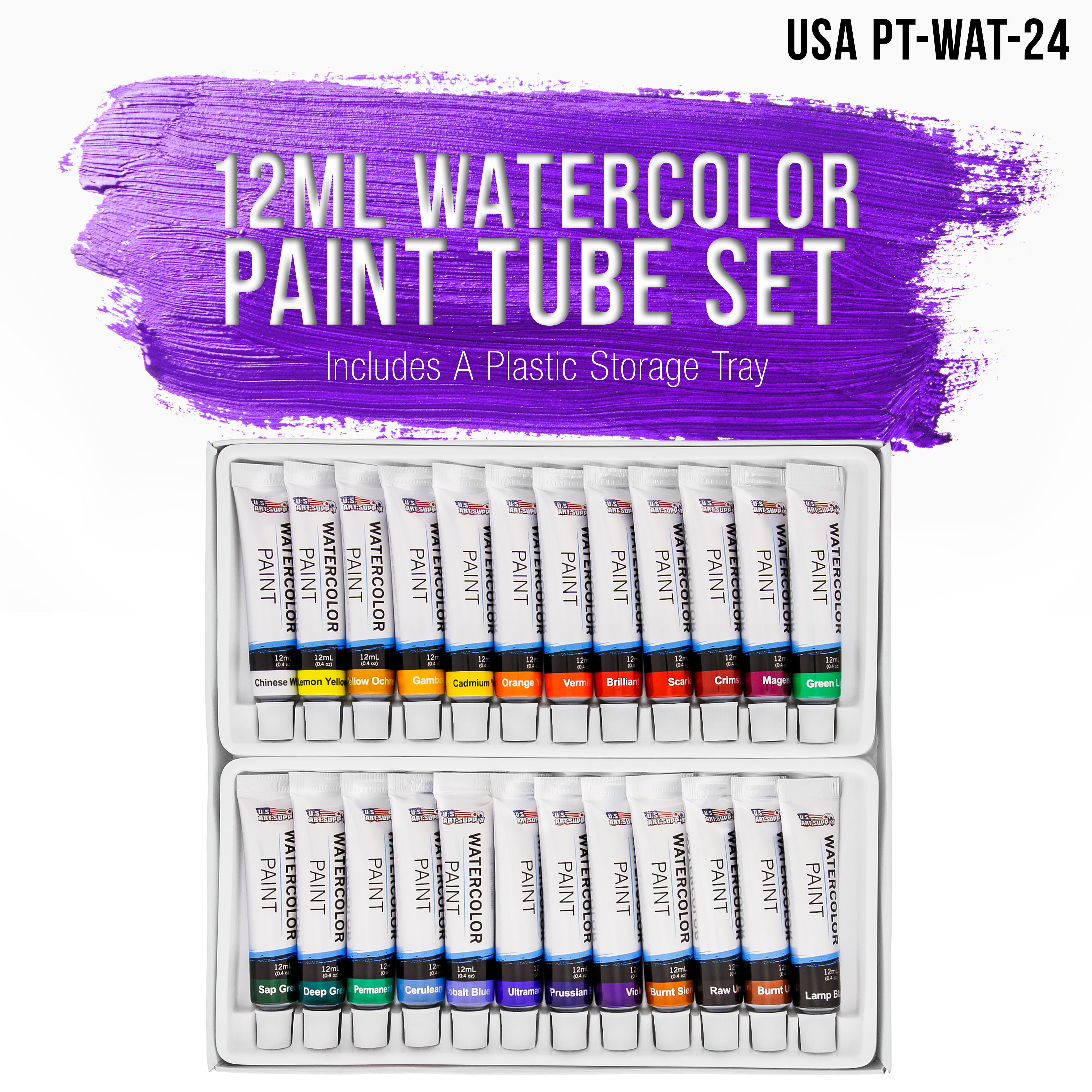 Watercolour Paint Set Tubes Pack of 24x12mLHigh Quality, Non Toxic 24  Colours