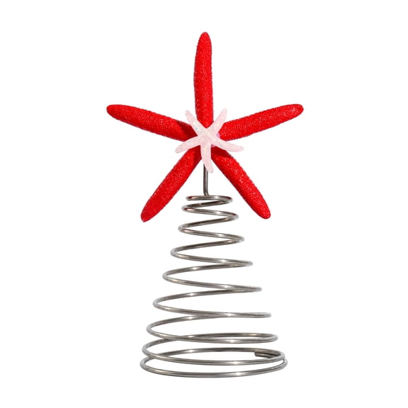 OIUR Starfish Christmas Tree Topper Starfish Decoration with Metal Spiral Wire Base Xmas Tree Top Decoration for Festive Home Office Party Decor