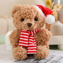 ABPWLY Toys Christmas Teddy Bear Plush Ornament 9 Inches Santa Claus Design Soft Stuffed Doll Gift for Kids Birthday Companion Brown Sports & Outdoor Play Toys