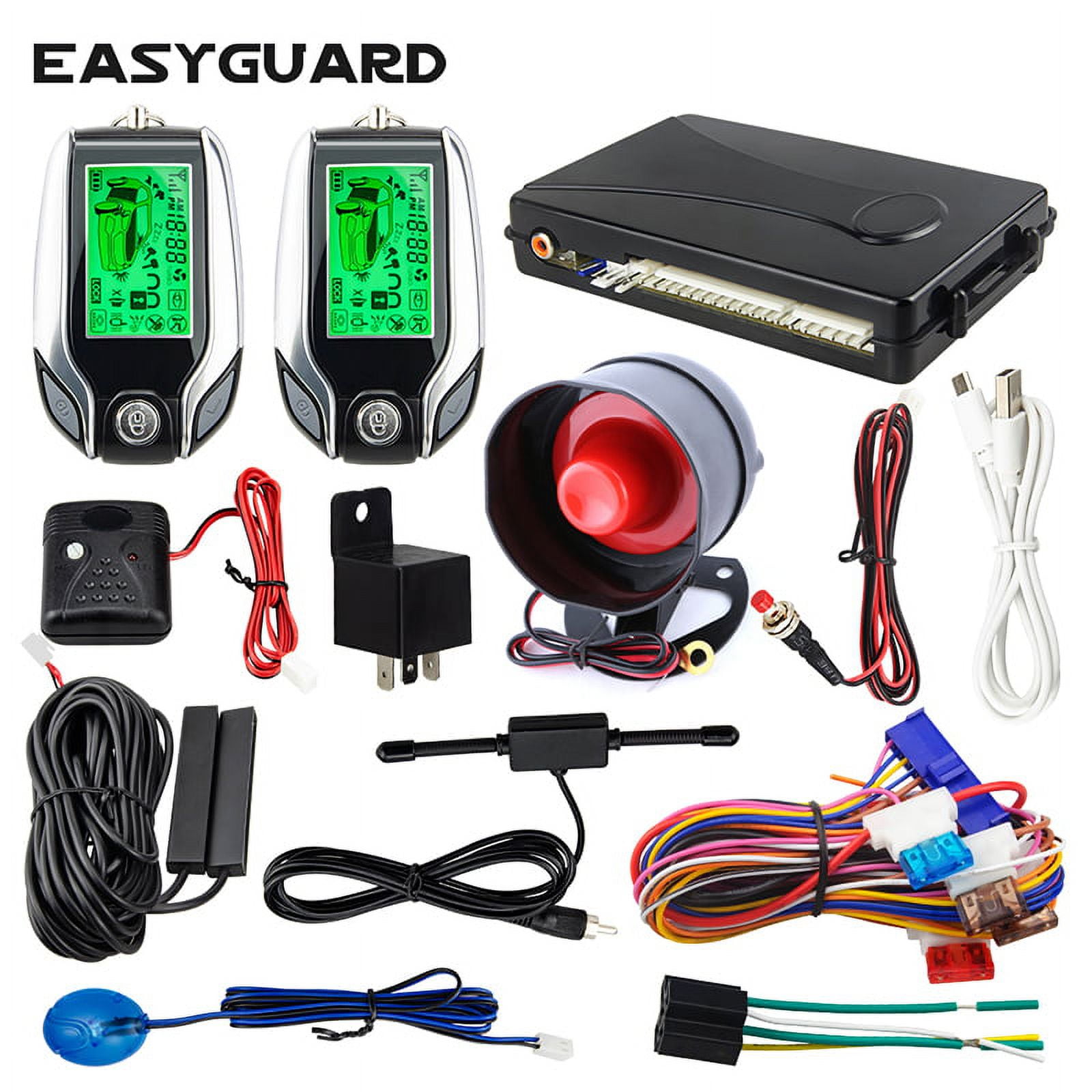 EASYGUARD Smart Key System - Keyless Entry, Push Button Start, Remote Start (12V Universal Car Alarm Kit)