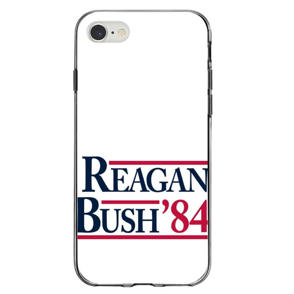 DistinctInk Clear Shockproof Hybrid Case for iPhone 7 8 SE (2020 Model) 4.7" Screen TPU Bumper Acrylic Back Tempered Glass Screen Protector - Reagan Bush 1984