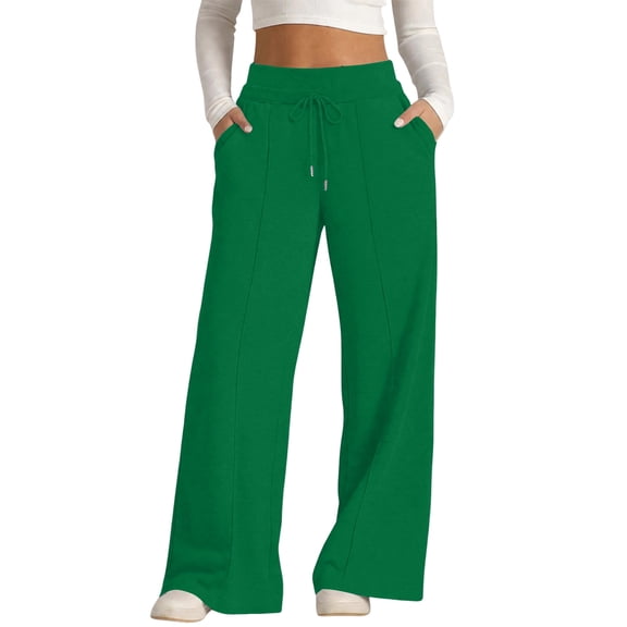 Wide Leg Sweatpants for Women Baggy Flowy Palazzo Pants Drawstring Elastic Waist Trousers