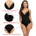 thumbnail image 2 of Charmo Swimsuits for Women Scalloped Padded High Cut One Piece Monokinis Bathing Suits, 2 of 6