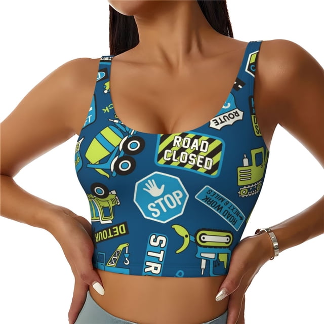 Fotbe Dump Truck Sujetador Deportivo Largo sin Aros para Mujer con Almohadillas y Soporte Medio, Transpirable y Absorbente, Camiseta Tipo Chaleco o Tank Top-XX-Large