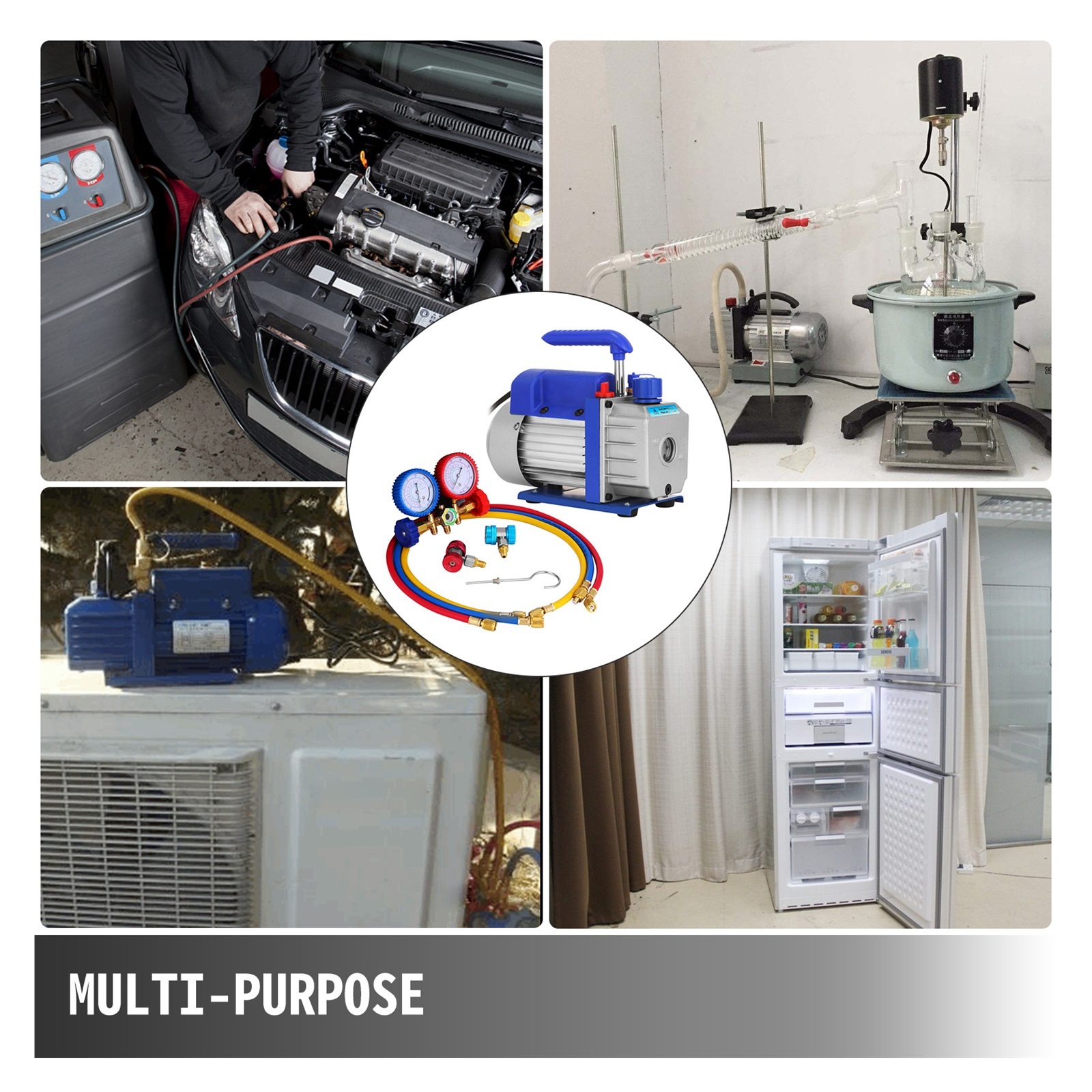 Vacuum Pump,3CFM 1-Stage Refrigerant Vacuum Pump Refrigeration Gauges A/C Air Conditioning Portable Intelligent Radiator For Industry ,Outstanding Oil Inlet System