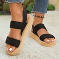 thumbnail image 2 of Rokment Women's Platform Beach Sandals Stylish Simple Comfortale Elastic Band Open Toe Chunky Mid Heel Memory Foam Slingback Walking Dress Summer Shoes B Size 8.5, 2 of 7