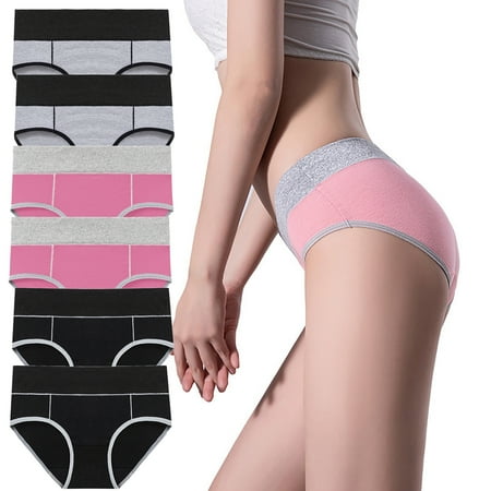 ATOYSOY Women s Multipack Solid Lace Panty Teens Comfy Mid Waist Underpants Stretchy Classic Briefs Hip Lifting Cotton Panties  6 Pack Shapewear Control Briefs for Ladies Clearance Black L