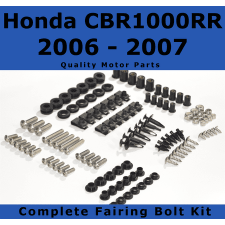 Complete Fairing Kit - Complete Black Fairing Bolt Kit for Honda CBR1000RR 2006 - 2007 body screws fasteners Stainless