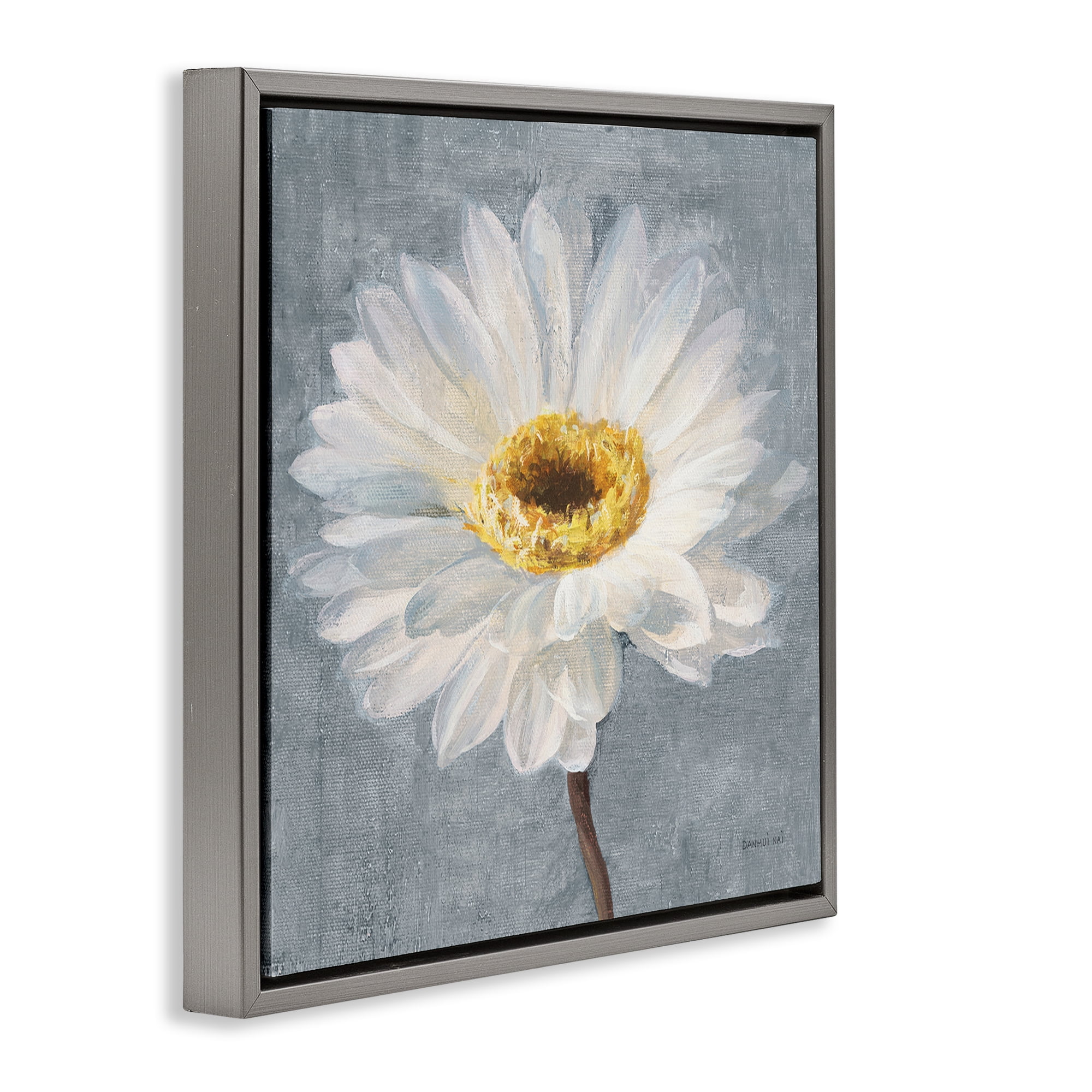 Stupell Industries Paris Blossom on Grey Plants & Flowers Painting Gray Floater Framed Canvas Art Print Wall Art, 25 x 25