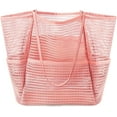 thumbnail image 2 of Mesh Beach Tote Womens Shoulder Handbag, Women Foldable Casual Tote Bag Hobo Bag For Beach Picnic Vacation Large Handbags,Color: Pink, 2 of 6