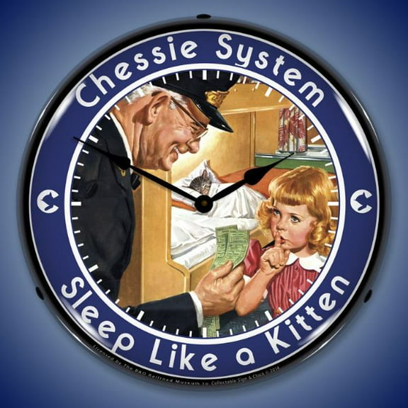 Collectable Sign and Clock Chessie Sleep Like a Kitten LED Lighted Premium Wall Clock