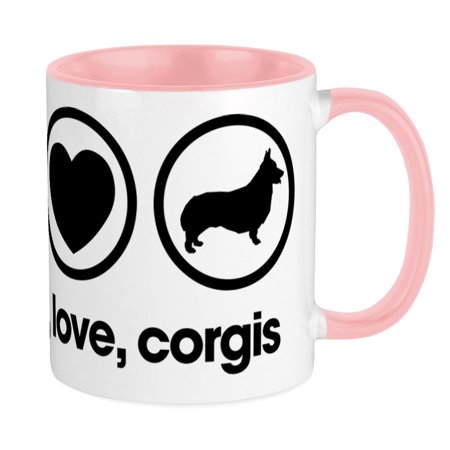 

CafePress - Peace Love Corgis - Ceramic Coffee Tea Novelty Mug Cup 11 oz