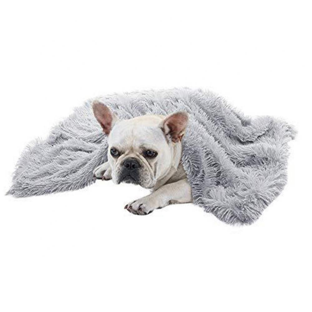 Soft Plush Dog Blanket Medium Washable Fluffy Shaggy Puppy Blankets Couch Chew Proof Pet Cat Throw Faux Fur Gray