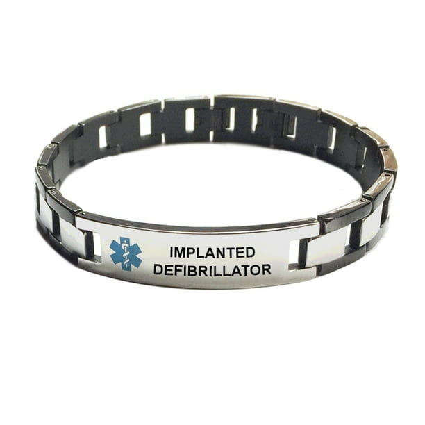 Implanted Defibrillator Box Link Medical Alert ID Bracelet for Men 7.