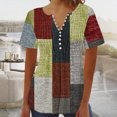 thumbnail image 1 of Mareep Blouse pour Femmes P-3TG Col pour Femmes Décontractée à Manches Courtes Imprimée Boutonnée Basique Froncée Corset Tunique Plissée T-shirts Blouses Hauts pour Femmes Liquidation, Cadeau, 1 of 5