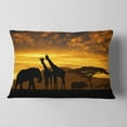 thumbnail image 2 of Designart Giraffes and Elephant and Rhino - African Throw Pillow - 12x20, 2 of 5