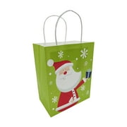 Holiday Time Christmas Gift Paper Bag, Green Santa, 7.75x4.75x9.75in