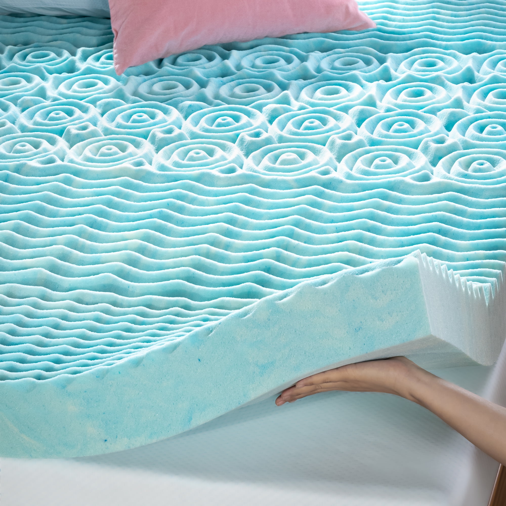 Zinus Spa Sensations 3" Green Tea Gel Memory Foam Zoned Support Mattress Topper, Queen