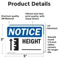 thumbnail image 2 of (2 Pack) Height ____ Sign With Symbol OSHA Notice Sign 5 Inch X 3.5 Inch Vinyl Label Decal Sticker Weather Resistant, UV Protected for Workplace, Business, and Construction Site, Made, 2 of 7